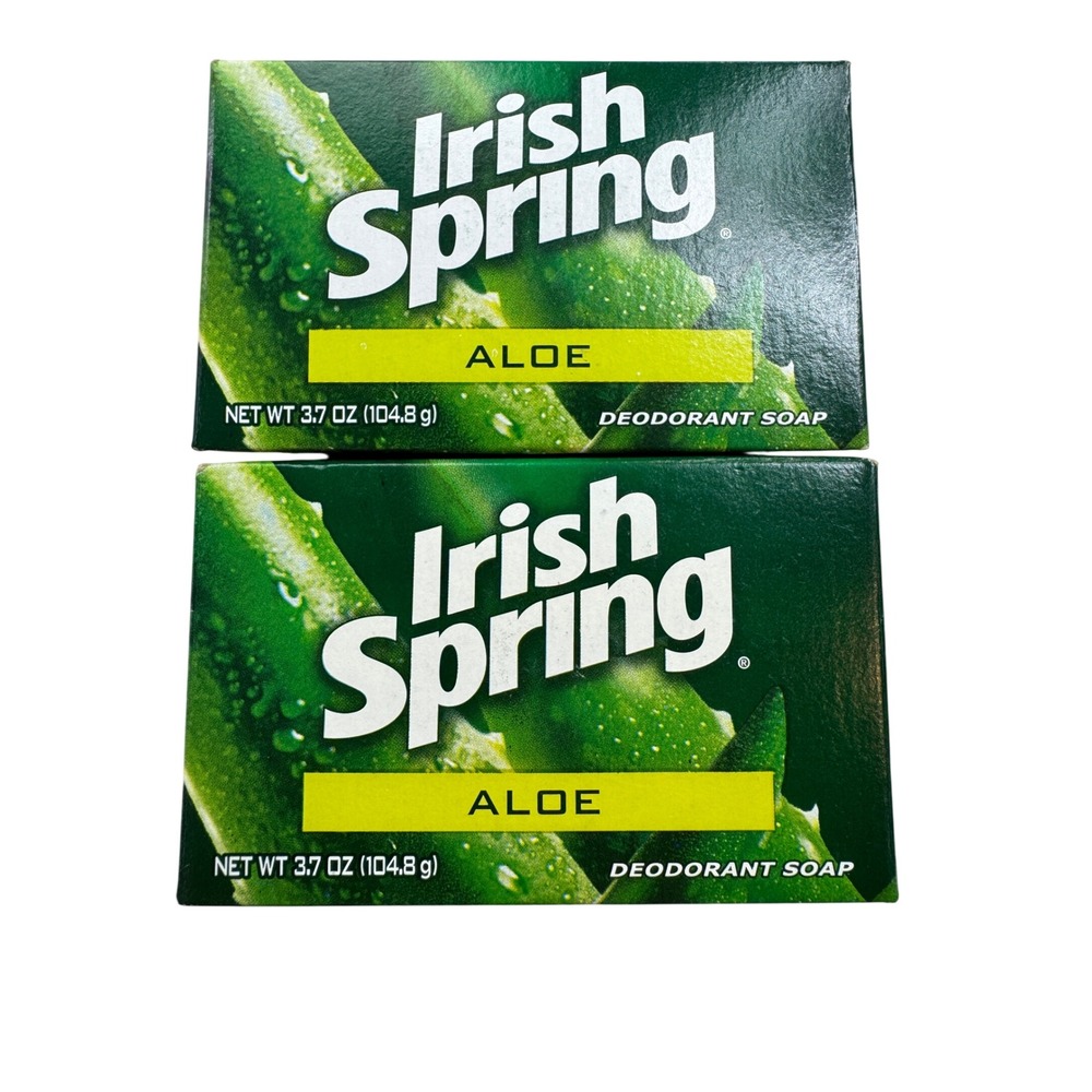 Irish Spring Aloe 3.7 oz Discontinued Older Formula Deodorant Soap Lot of 2